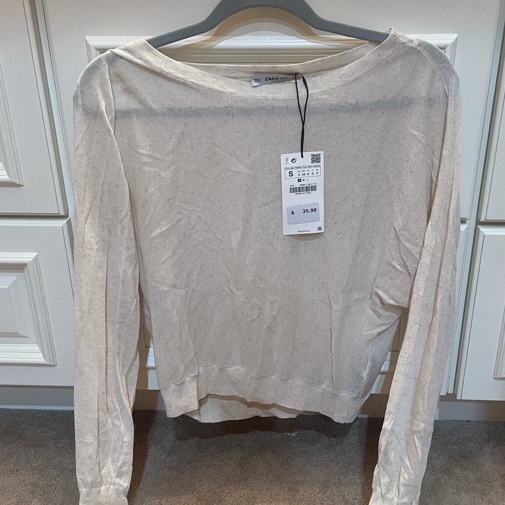 Zara Long Sleeve Cream Top